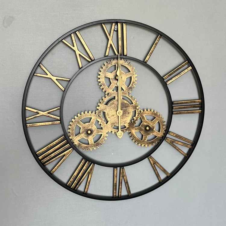 reloj de pared vintage grande dorado