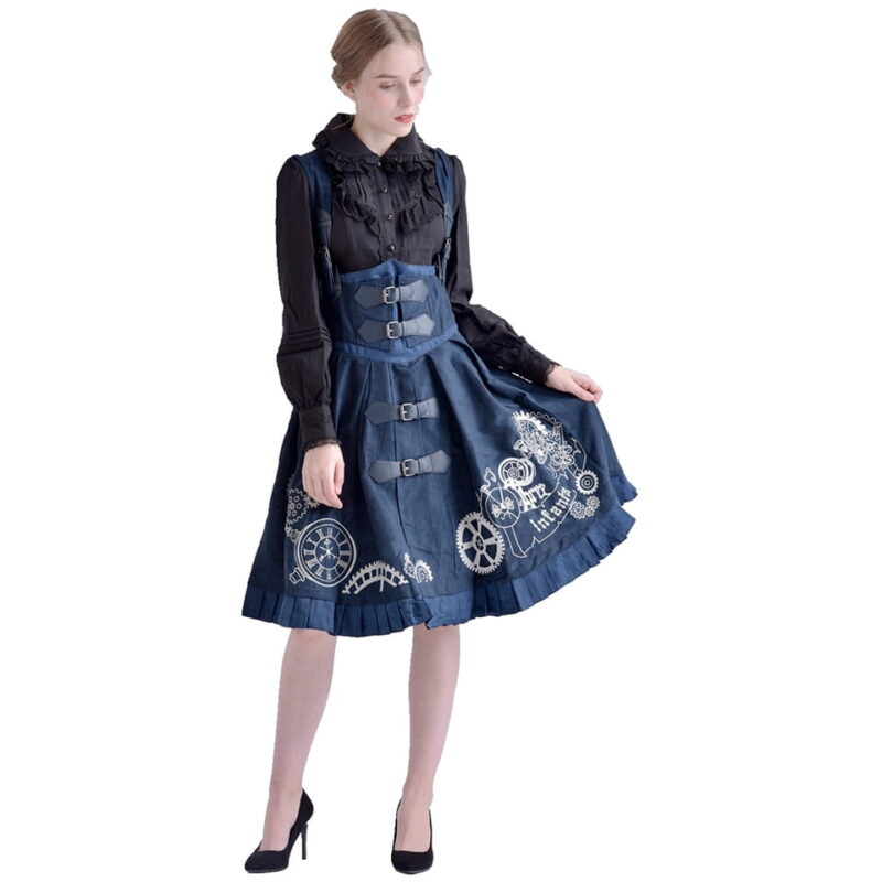 vestido steampunk engranajes azul