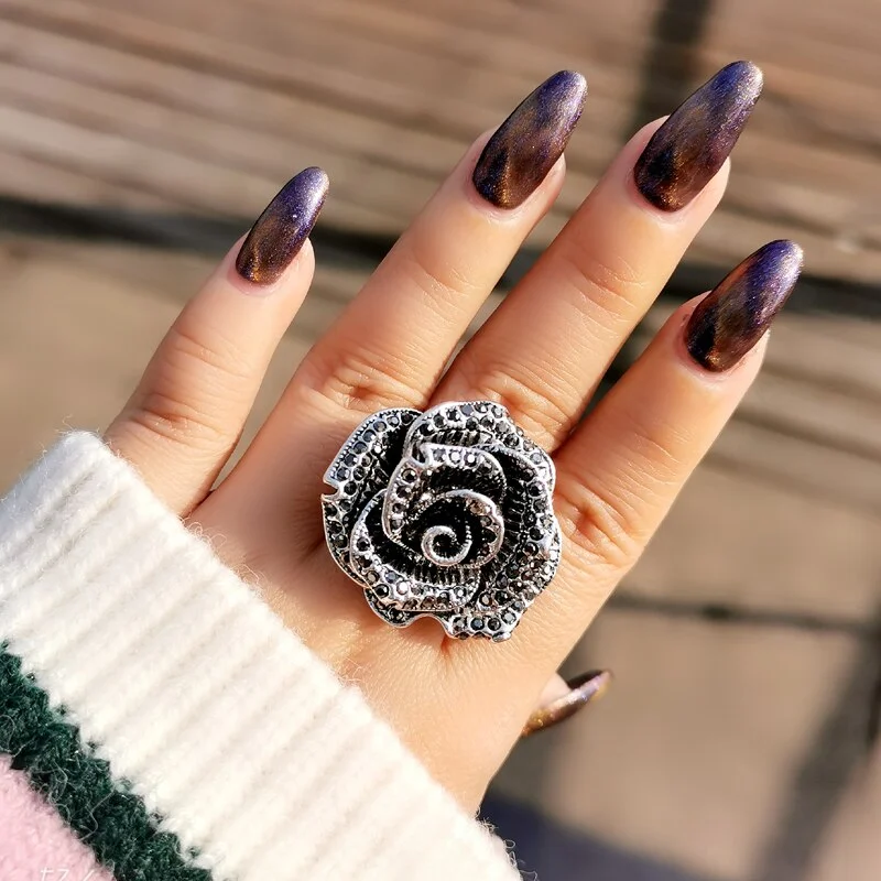 anillo flor vintage mujer