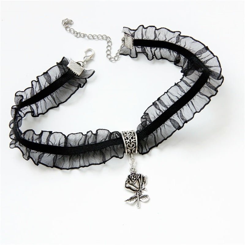 Choker Gotico Donna In Pelle PU E Lega, Catena Clavicola Punk, Regolabile