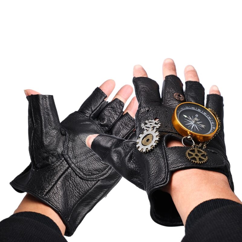 guantes steampunk cuero negros