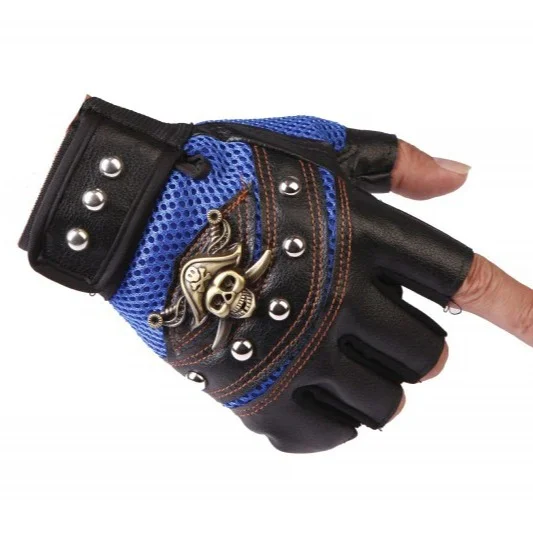 guantes cuero piratas azul