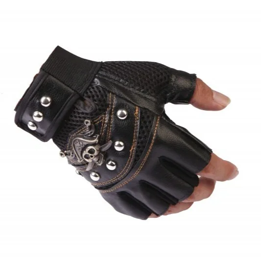 guantes cuero piratas negro