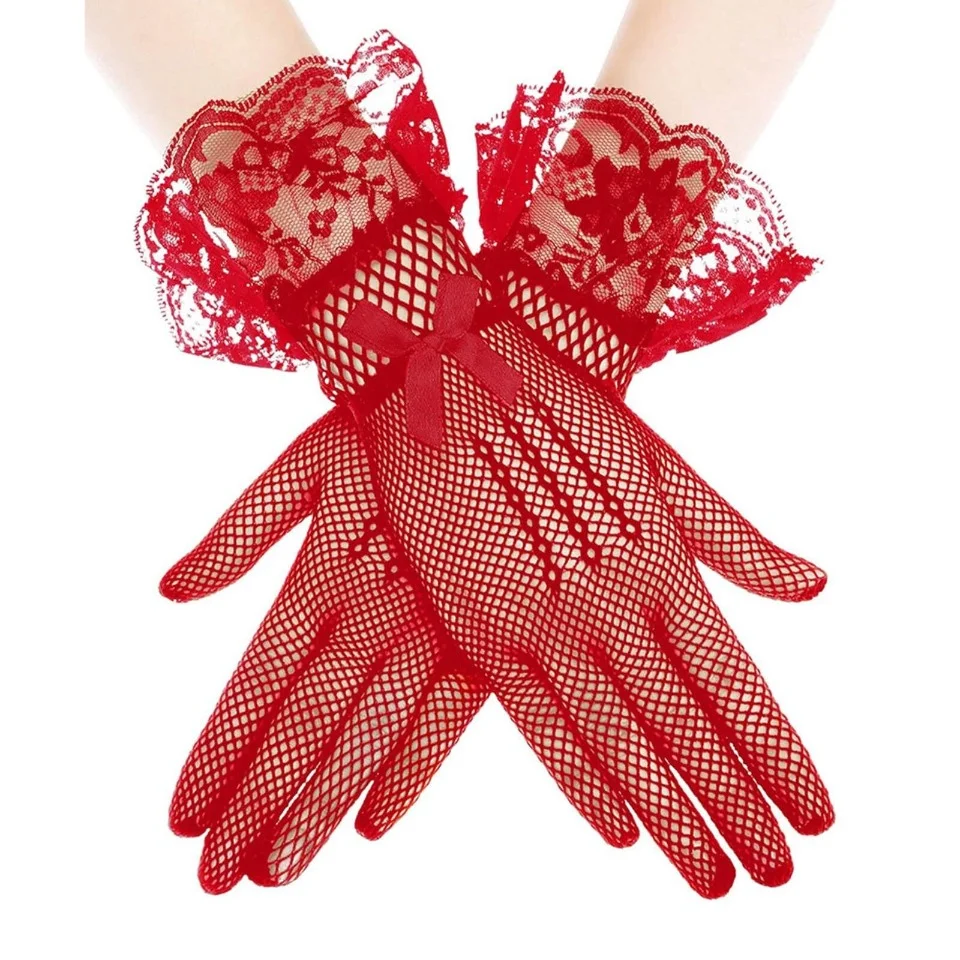 guantes encaje rojo