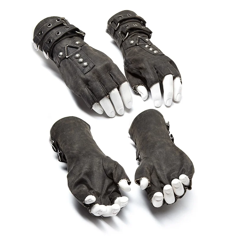 guantes punk sin dedos gris