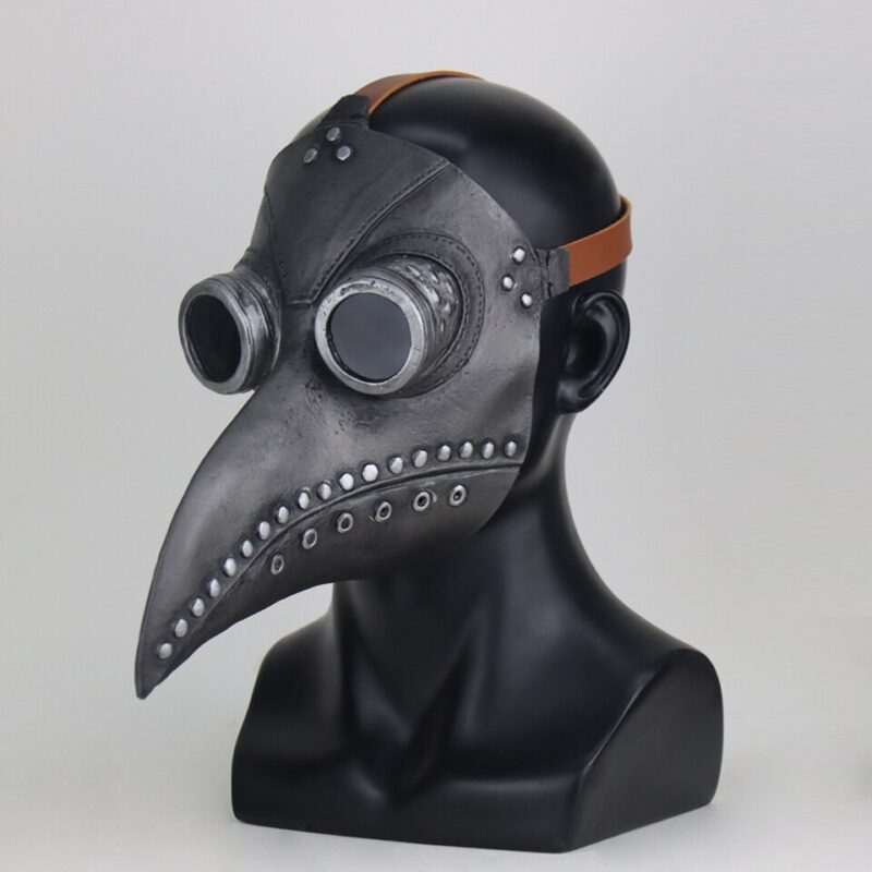 mascara de peste negra gris