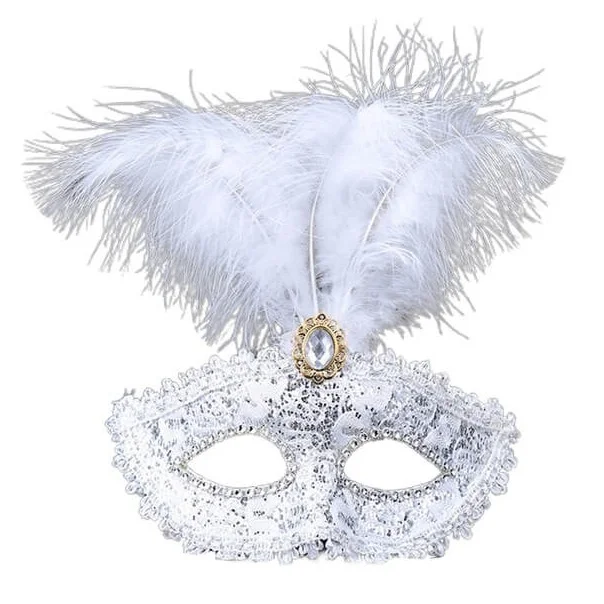 mascara veneciana disfraz blanco