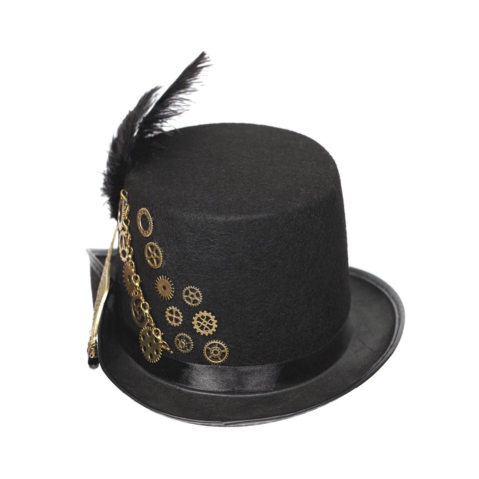sombrero negro estilo steampunk