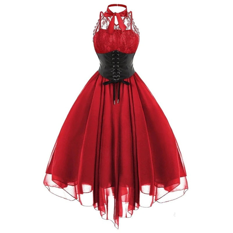 vestido gotico steampunk rojo