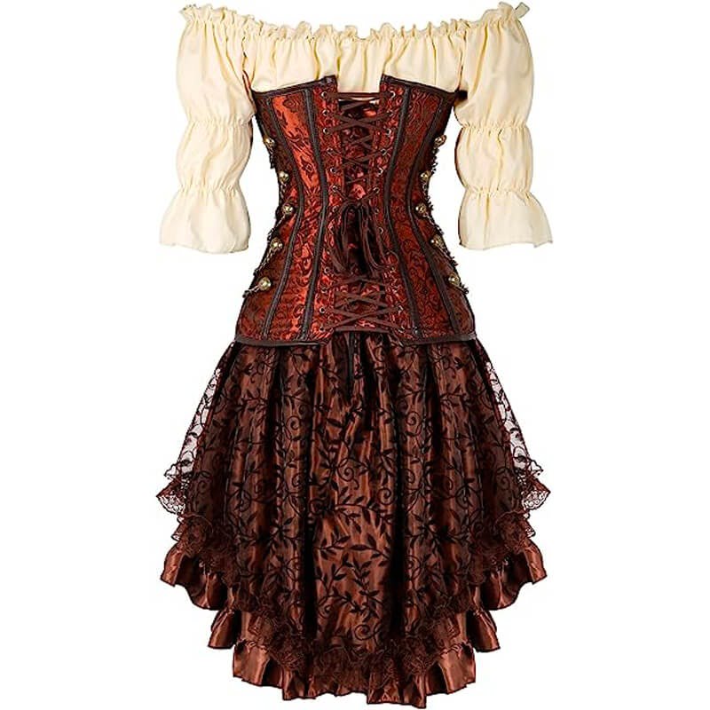 vestido steampunk marron
